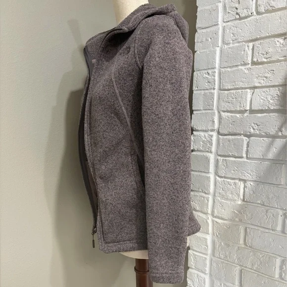North Face Gray Full-Zip Hooded Fleece Jacket - Picture 2 of 5